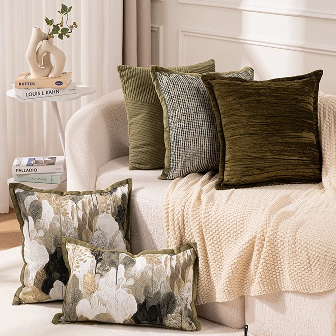 30X50/45X45CM Green Throw Pillow Cover Modern Homestay Stamping Waist Cushion Cover Decor Home Decorative Pillowcase