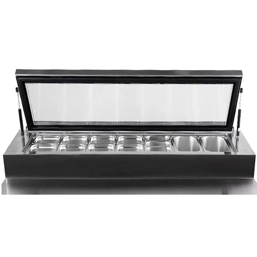 Double Door Electric 304 Stainless Steel Prep Table For Pizza