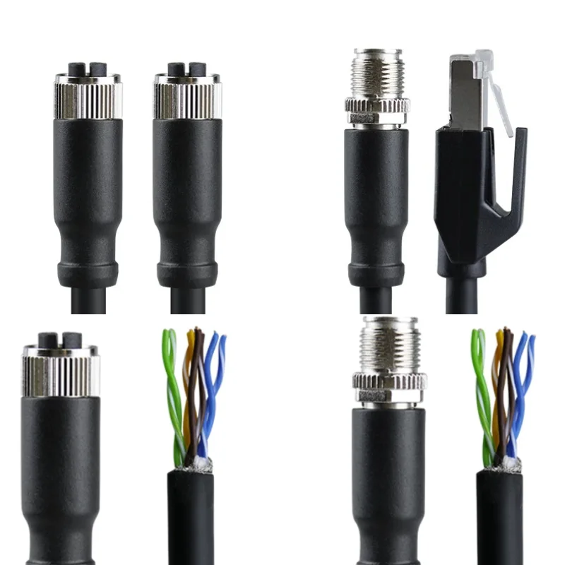 M12 8Pin X-type Male Female Plug Wire Shielded M12 8Pin X-code Connector to RJ45 Profinet/EtherCat Industrial Network Cable IP67