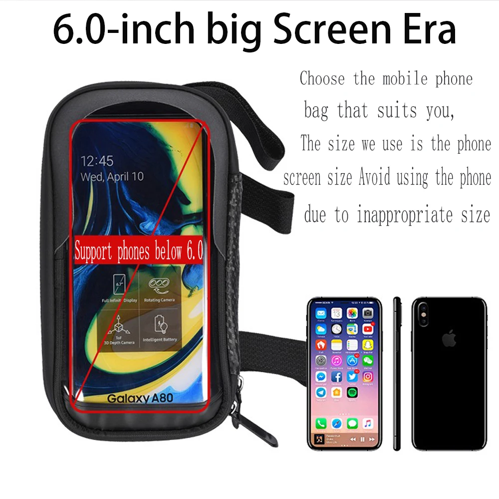 Bicycle Bag Cycling Top Front Tube Frame Bag Waterproof 6.5 Inches Phone Case Storage Touch Screen MTB Road Bike Bag