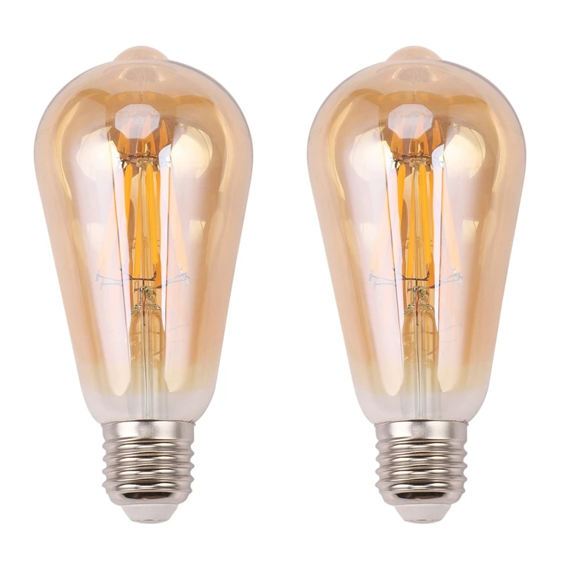 

2X Dimmable E27 8W Retro Vintage Filament ST64 COB LED Bulb Light Lamp Body Color:Golden Cover