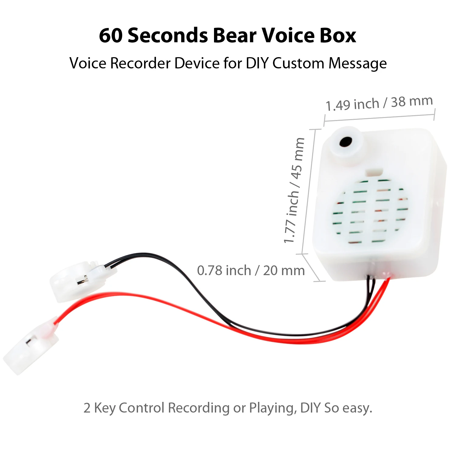 60 Seconds Recordable Voice Module Music Box Sound Recorder Sound Chip Sound Box for Stuffed Animals Plush Toy Baby Dolls Pillow