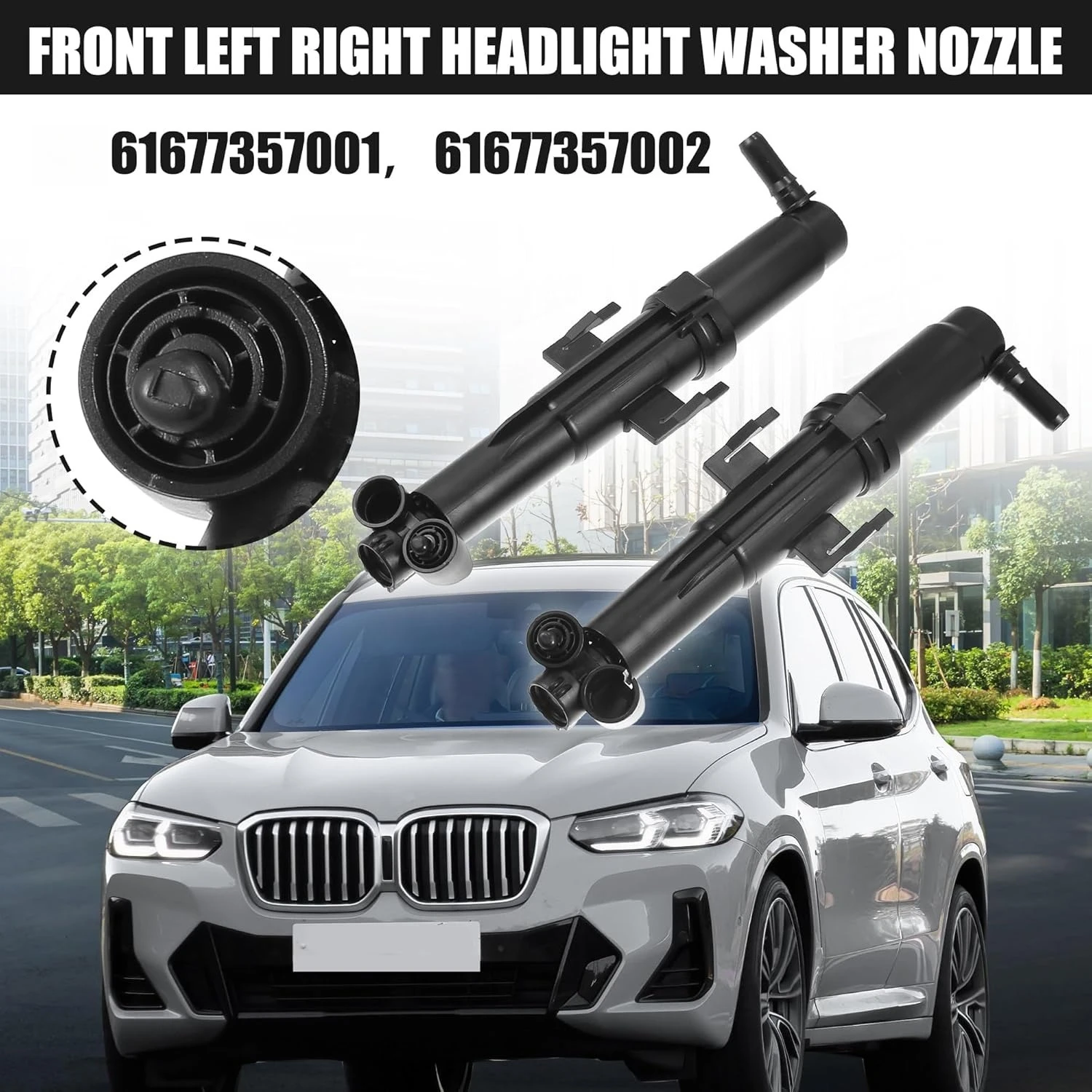 

1 pair Front Driver and Passenger Side Headlight Washer Spray Nozzle For BMW X3 F25 F26 X4 2015-2017 OE#61677357001 61677357002
