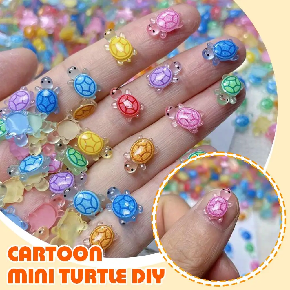 100Pcs Mixed Nail Art Resin Cartoon Little Turtle Series Rhinestones DIY Craft For Nail 3D Decorations Jewelry
