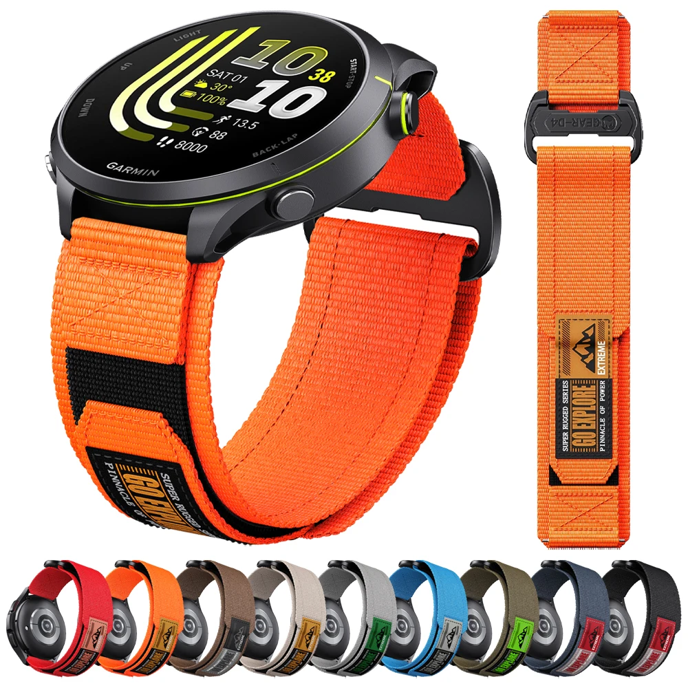 22mm 20mm Taktisches Nylonarmband für Garmin Forerunner 170 Music 70 570 265 255 165 55/Vivoactive 6 5 4/Venu 4 3 2 Plus Uhrenarmband