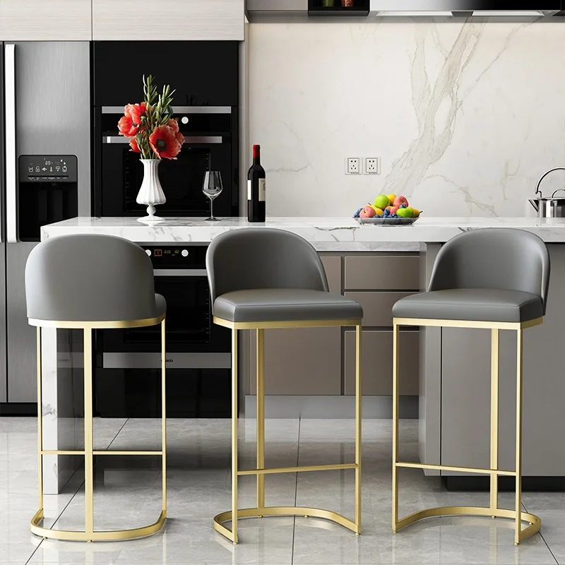 

Nordic Bar Chair Modern Simple Home Backrest Gold Bar Stool ins Chair Front Desk High