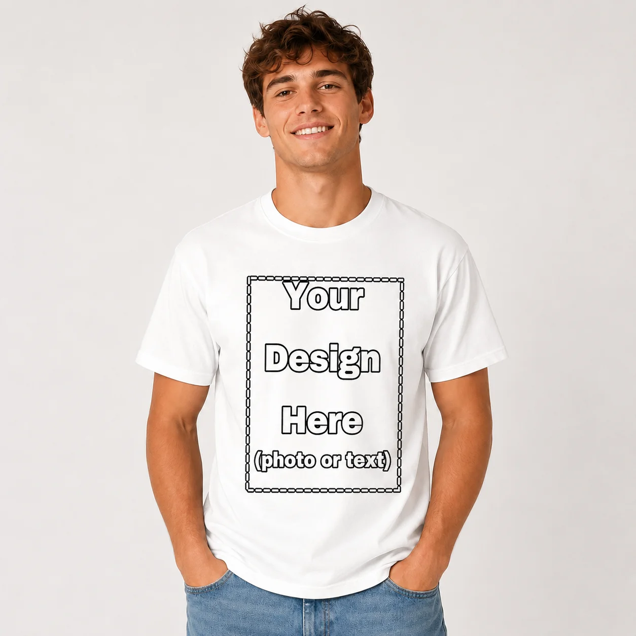 5pcs Custom Shirt Print Your Photo Text Logo Custom DIY Cotton Tee Personalized Top For Company Party