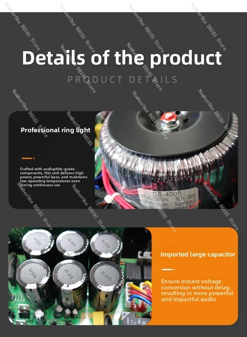 4000w high-power amplifier, 200w*2 pure power amplifier, professional amplifier for stage performances and conference rooms