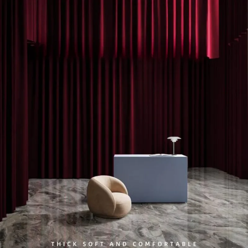 European Vintage Luxury Burgundy Velvet Curtains for Bedroom Living Room Textured Blackout New Senior Sense of Stage Customize