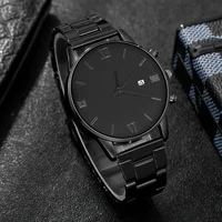 Montre à quartz noire minimaliste pour homme, collier et bague à maillons n°2 6