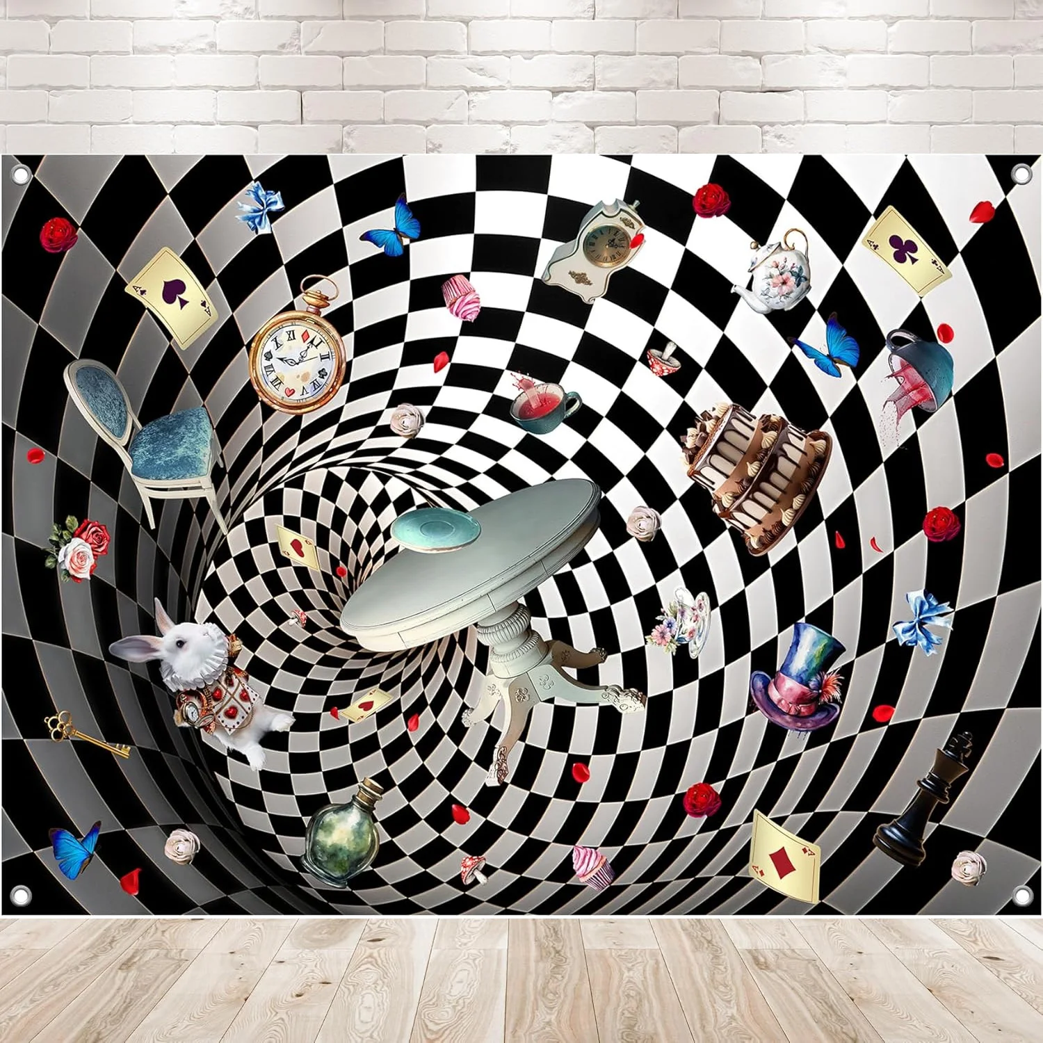 alice Wonderland Tea Party Backdrop kids children decor photo backgrounds adult Birthday Party photography backdrops
