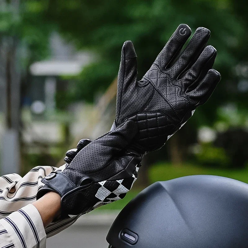 Motorcycle gloves summer checkerboard trend touch screen motorcycle tactical gloves waterproof fitness training motocross