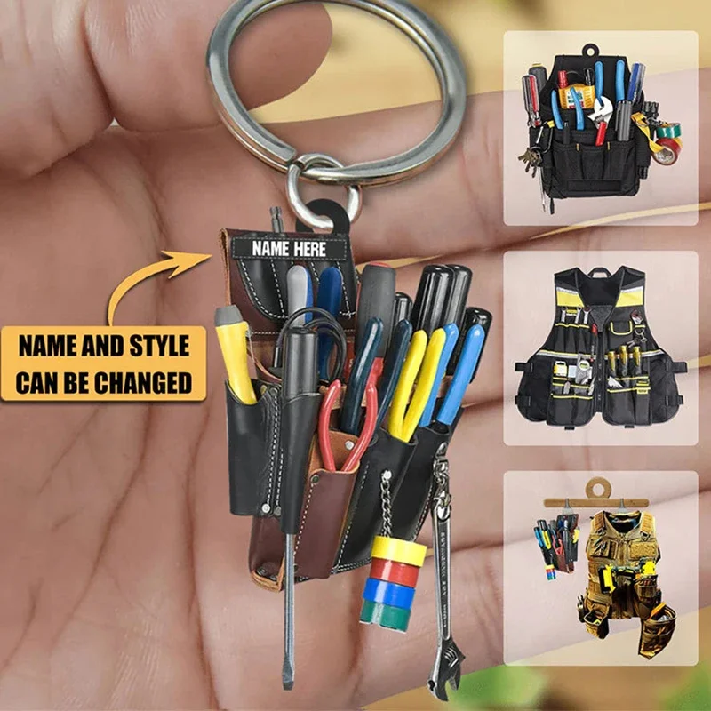 Handgefertigter Acryl-Schlüsselanhänger, Ornament, personalisierter Elektriker-Werkzeugtaschen-Schlüsselanhänger, individueller hängender Anhänger für Zuhause