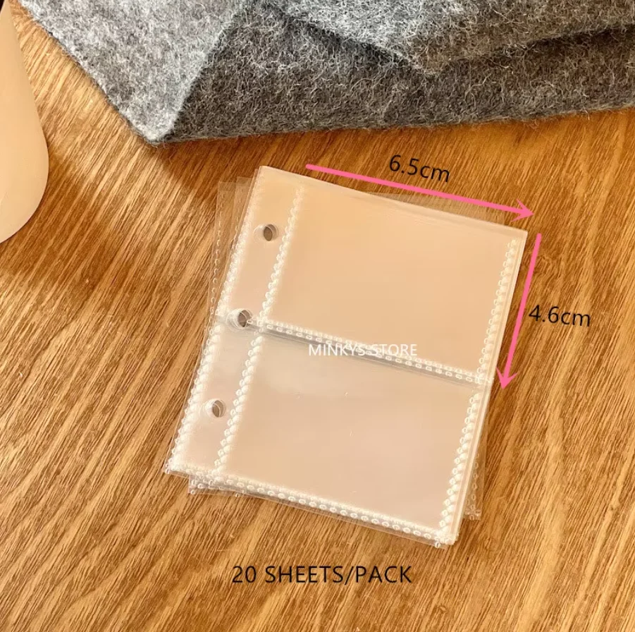 MINKYS Kawaii Golvend Patroon PU Lederen 3 Ring Kpop Fotokaartmap 3 inch Eén Vak Idoolkaart Organizer Opbergboek
