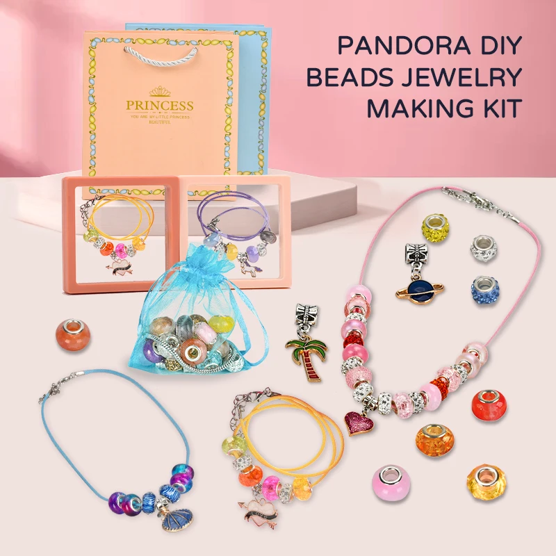 

3-Piece Kids DIY Beading Set - Crafty Jewelry Making Kit for Girls Aged 6-12, Perfect Birthday Gift