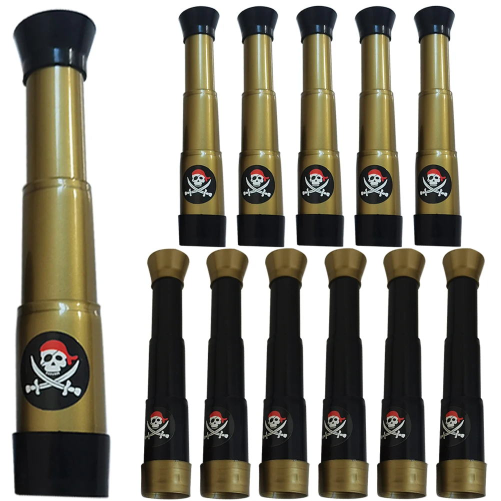 

12pcs Kids Telescope Toys Durable Plastic Pirate Monoculars Bronze Black Colors Party Decorations Camp Hiking Gifts