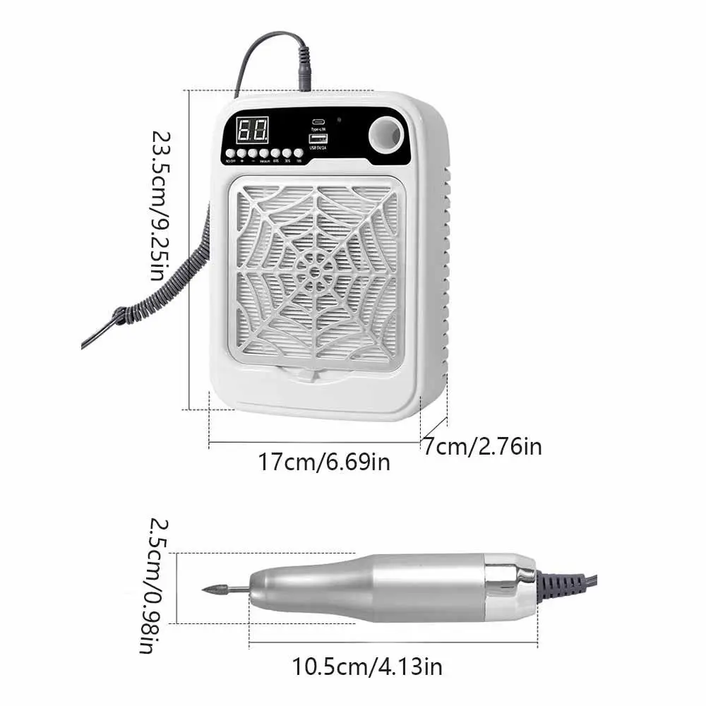 3‑in‑1 Adjustable‑Speed Nail Dust Collector Dust‑Proof Vacuum Cleaner Built‑in UV Curing Lamp Manicure Polishing Tool