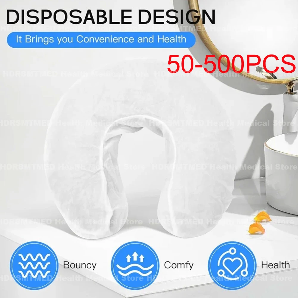 New 50-500pcs U-Shaped Disposable Headrest Covers Elastic Non-Woven Massage Face Rest Cradle for Beauty Salons And SPAs