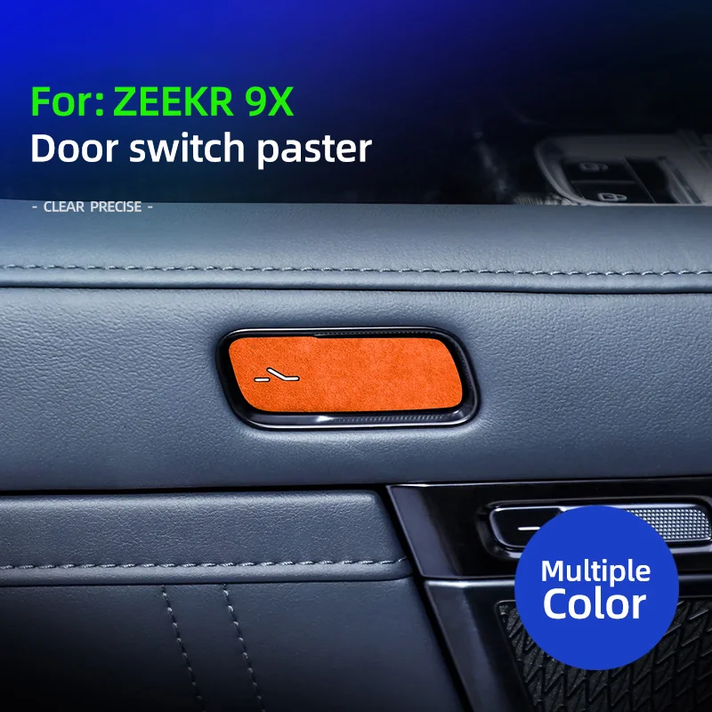 

For ZEEKR 9X 2025 2026 Italian Suede Overlay on The Car Door Switch Button Stickers Protection Cover Car Interior Accessories