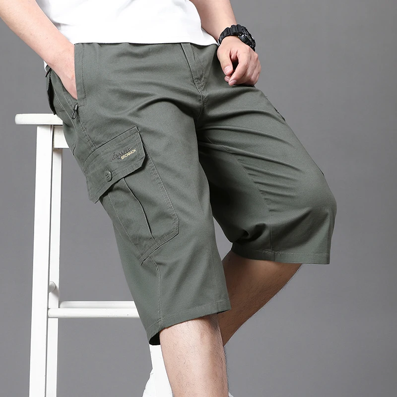 

Men's Clothing Straight Casual Shorts Commute Daily Summer Solid Color Fashion Pockets Spliced Safari Style All-match Knee Pants