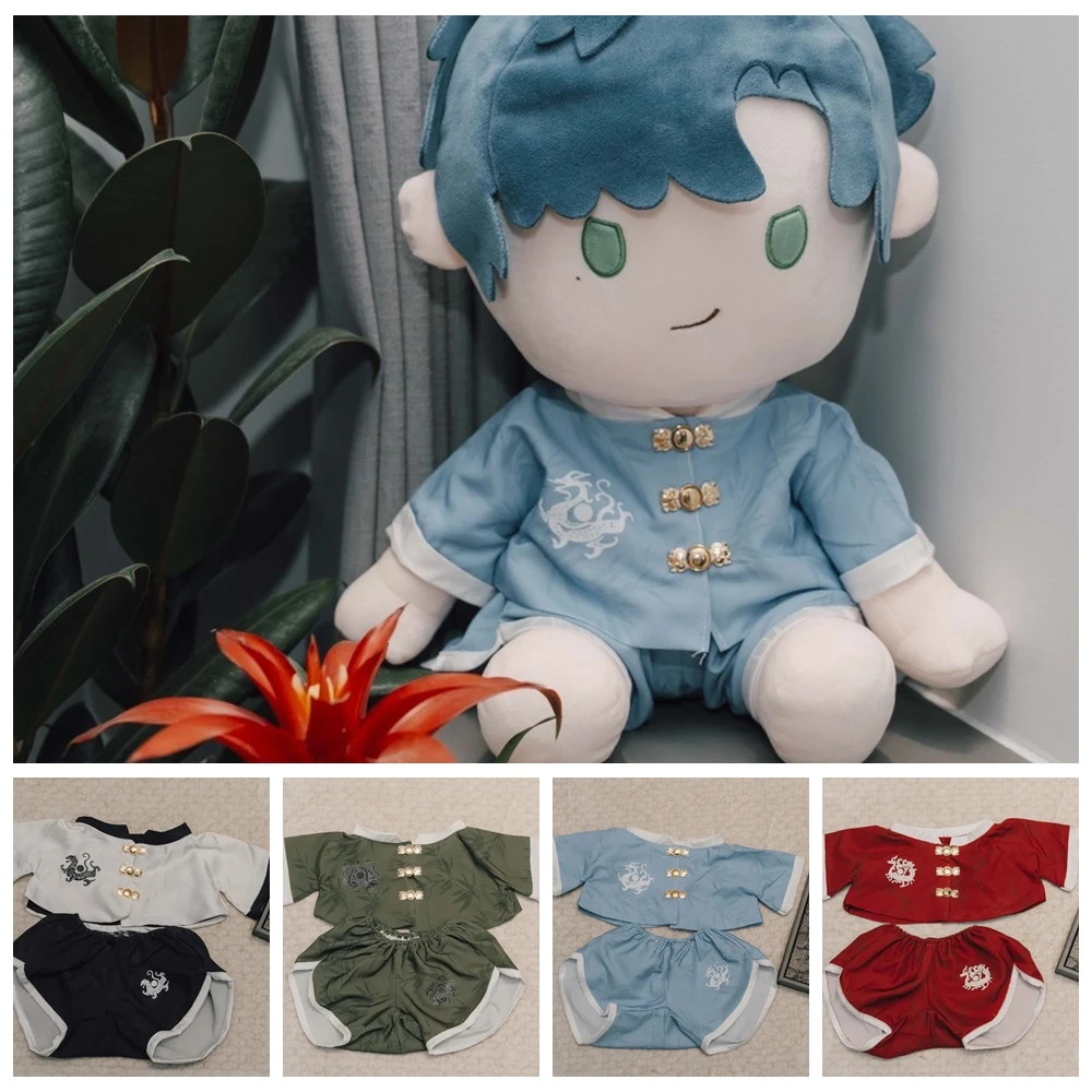 2pc/Set Chinoiserie Shirts Pants Sachet 40cm Anime Seated Doll  Bamboo Dragon Pattern Hanfu Clothes Outfit Kawaii Gift