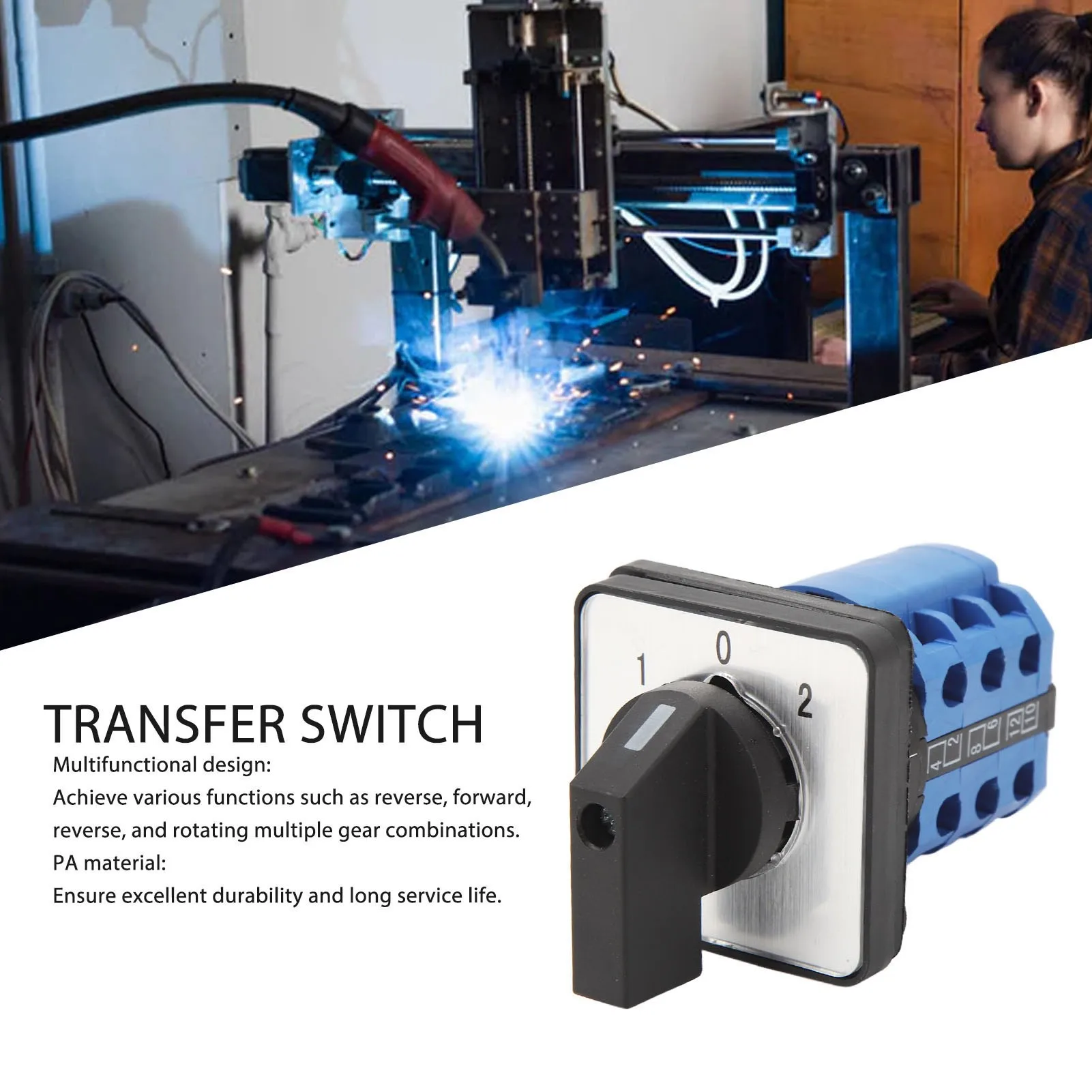 C9 Universal Changeover Selector Switch 3 Position Dual Power Transfer Switch DC 220v AC 380v