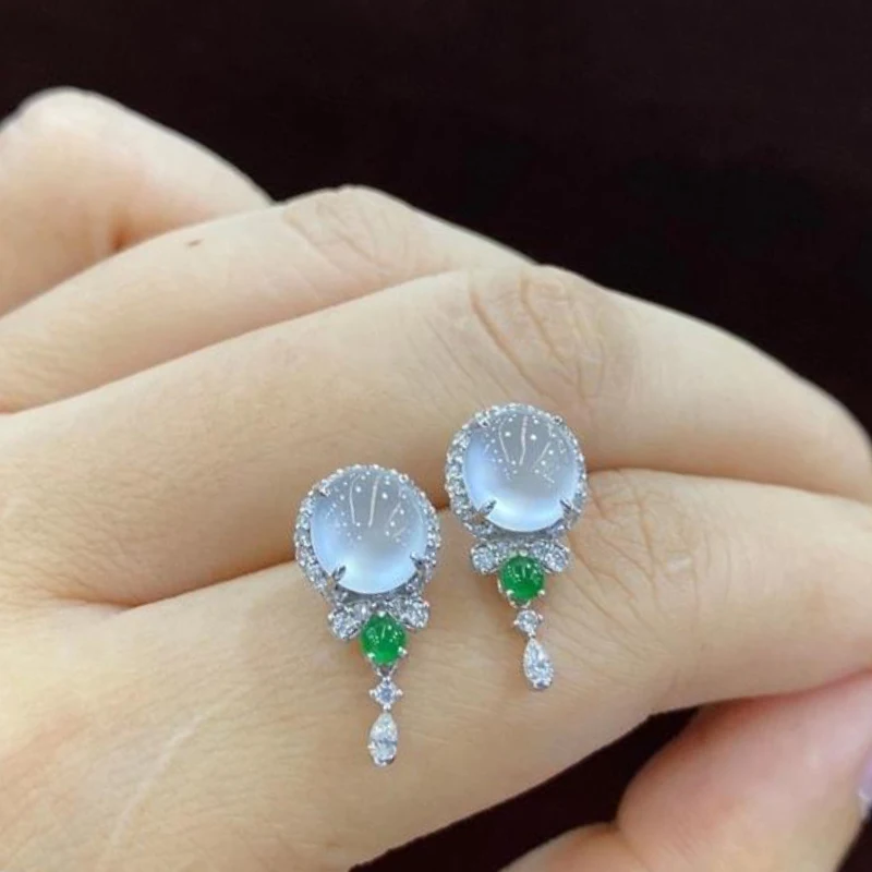 Creative Design Natural white Ice seed chalcedony stud earrings for women Exquisite fashion earings Charm party Jewelry gift