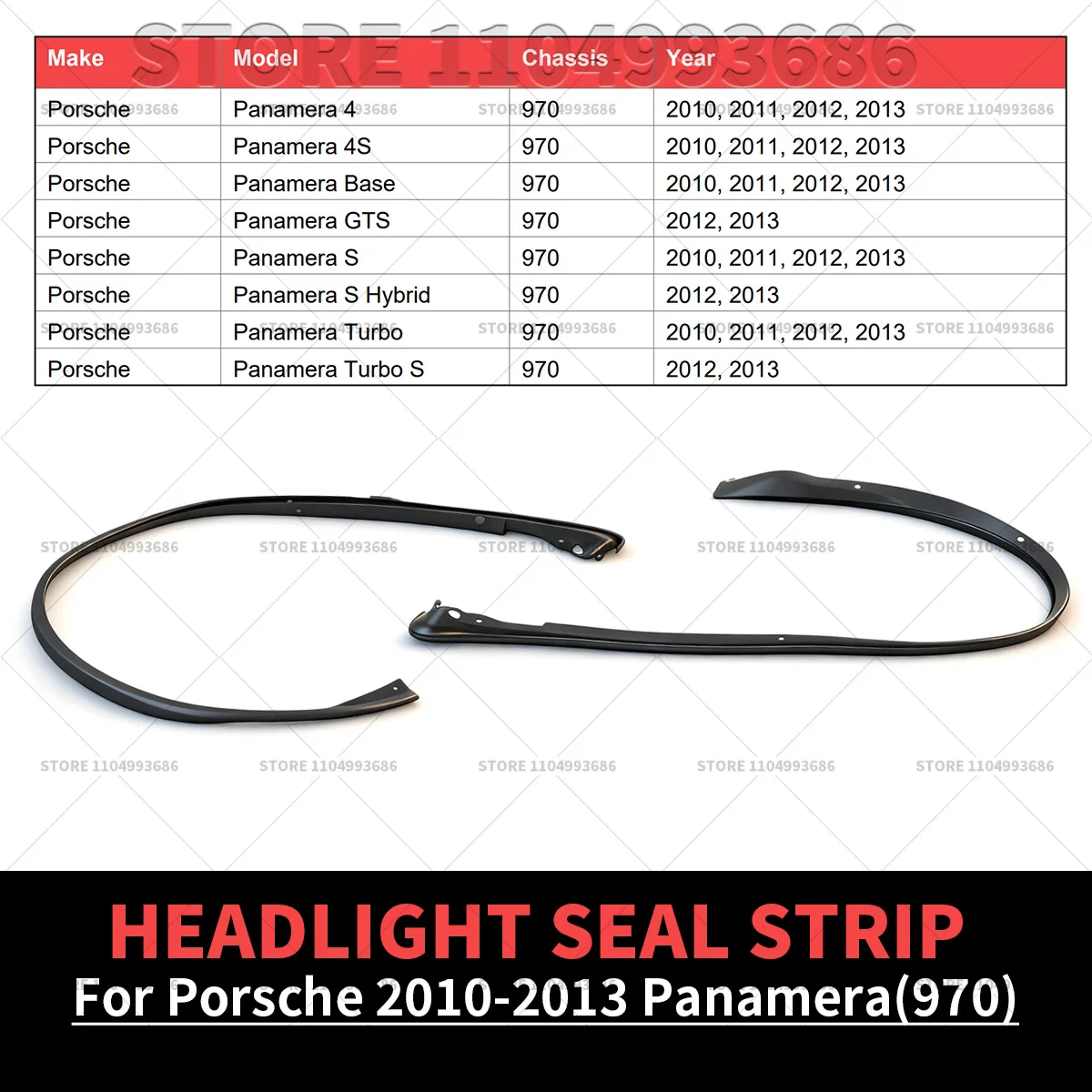 لبورشه 2010 2011 2012 2013 باناميرا 4S توربو S GTS (970) سيارة العلوي المطاط ختم الشريط تقليم كشافات شريط زخرفي #2