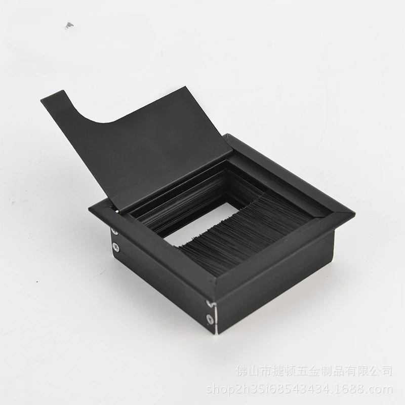 Aluminum Alloy Table Threading Box 80mm With Brush Cable Threading Box With Cable Grommet Hole Cover Outlet Port