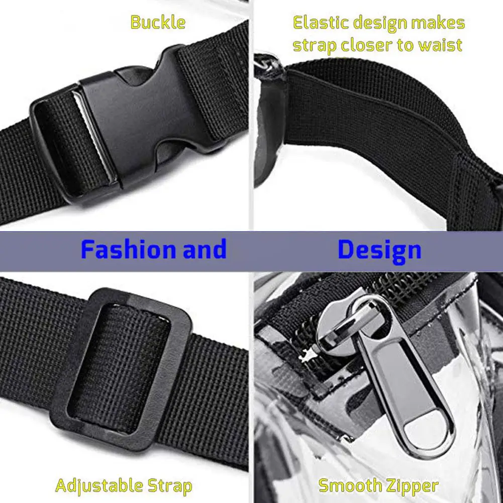 Multi Pockets Waterproof Transparent Waist Bag Adjustable Strap Double Pockets Crossbody Belt Bag For Sports - view 5