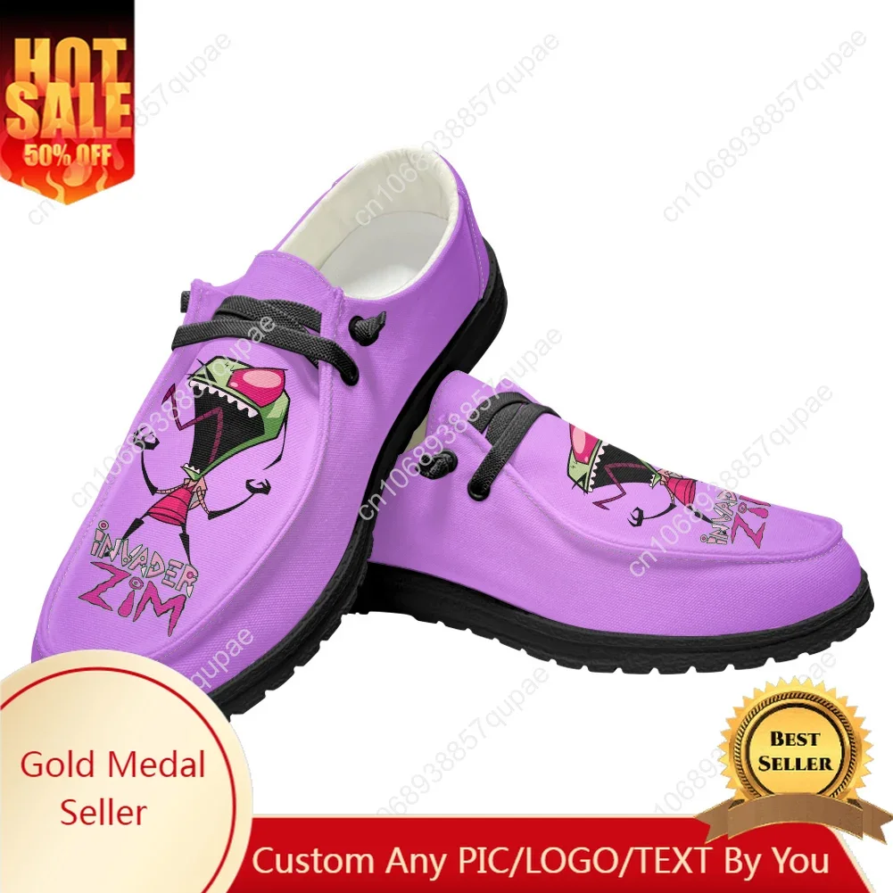 Zim Anime Casual Shoes Invader Cartoon Cute Flat Shoe Men Woman Breathable Outdoor Lightweight Footwear Couple Custom Made Shoe