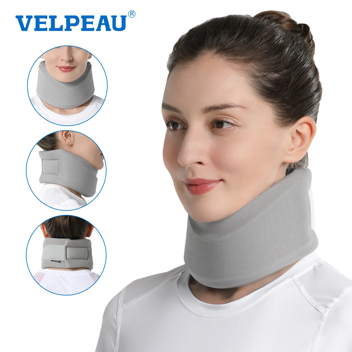 

VELPEAU Neck Brace Support Adjustable for Migraine, Cervical Pain and Pressure Cervical Collar Come with A Detachable Cover