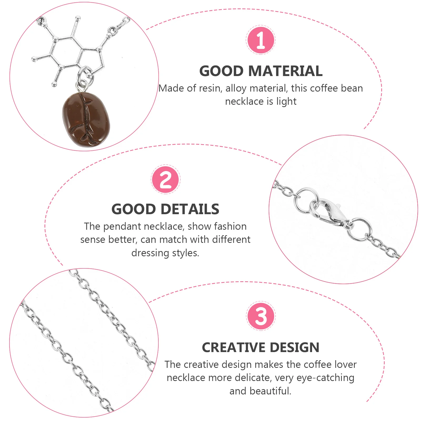 القهوة عاشق قلادة قلادة سبائك الراتنج ضوء القهوة الفول المجوهرات قلادة للنساء العصرية الأزياء هدية سحر #1