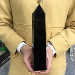600-1400g Big size Natural Black obsidian obelisk quartz crystal wand point healing