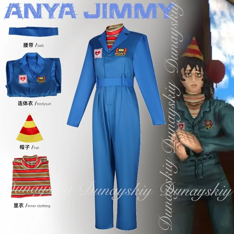 Juego de enjuague bucal Anya Jimmy, Cosplay de enfermera y capitán agitado con mono azul con sombrero Bicolor, disfraz de Cosplay, traje completo