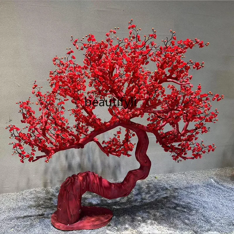 YH Simulation Plum Tree Decoration Landscape Tree Shaped Tree Indoor Greenery Landscaping Fake Trees Floor Ornaments