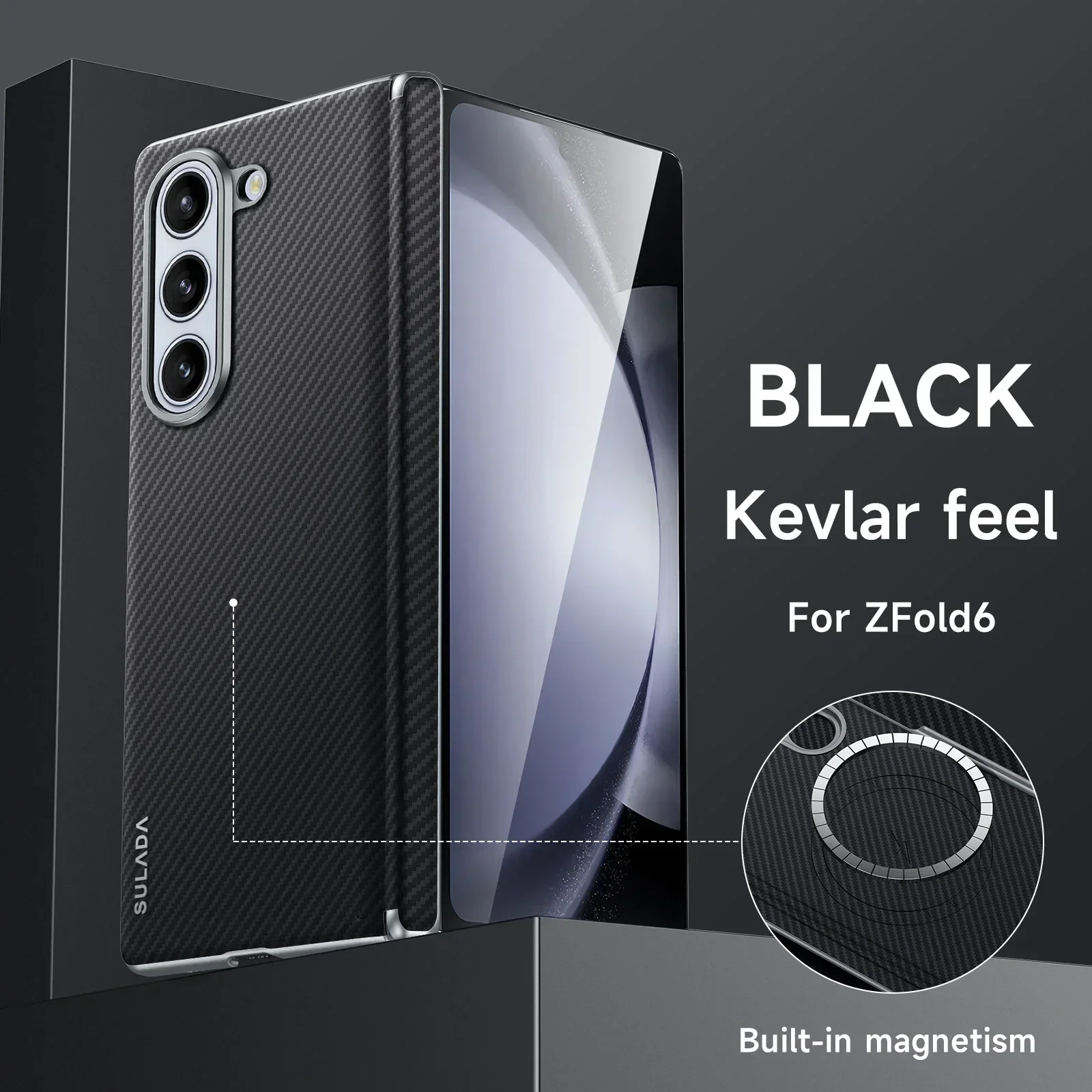 

Carbon Fibre Pattern Hard PC Hinge Protection Phone Cover for Samsung Galaxy Z Fold 6 5 4 Magnetic Magsafe Case