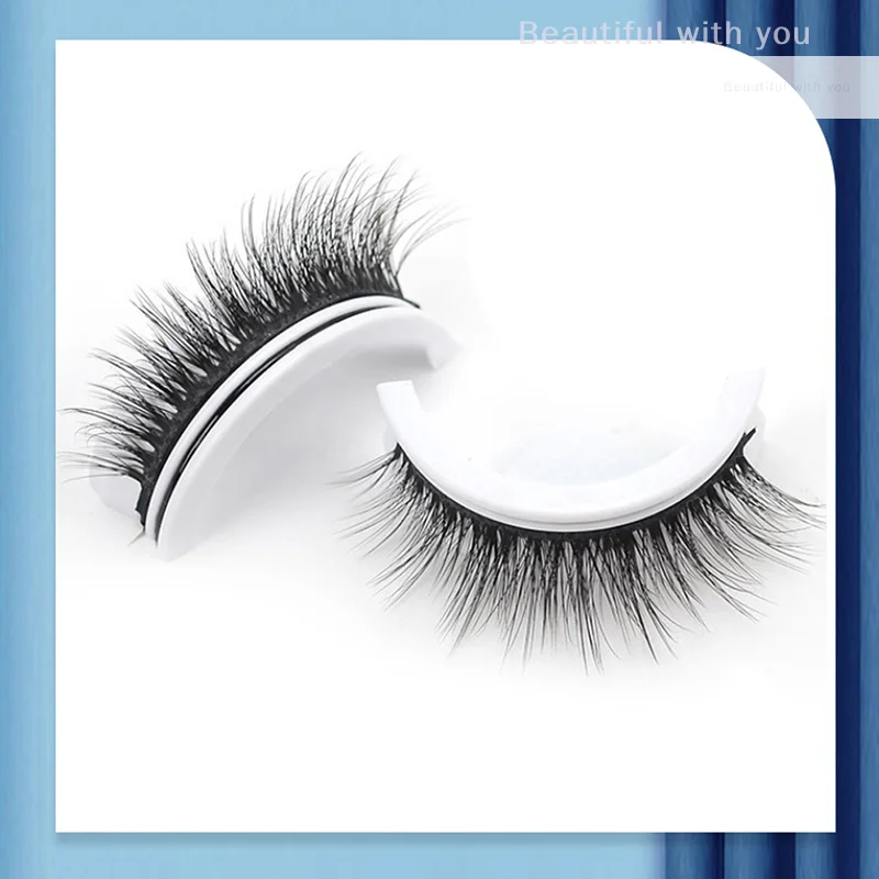 1Pair Reusable Self-Adhesive Eyelashes Without Glue Natural Fluffy False Eyelashes