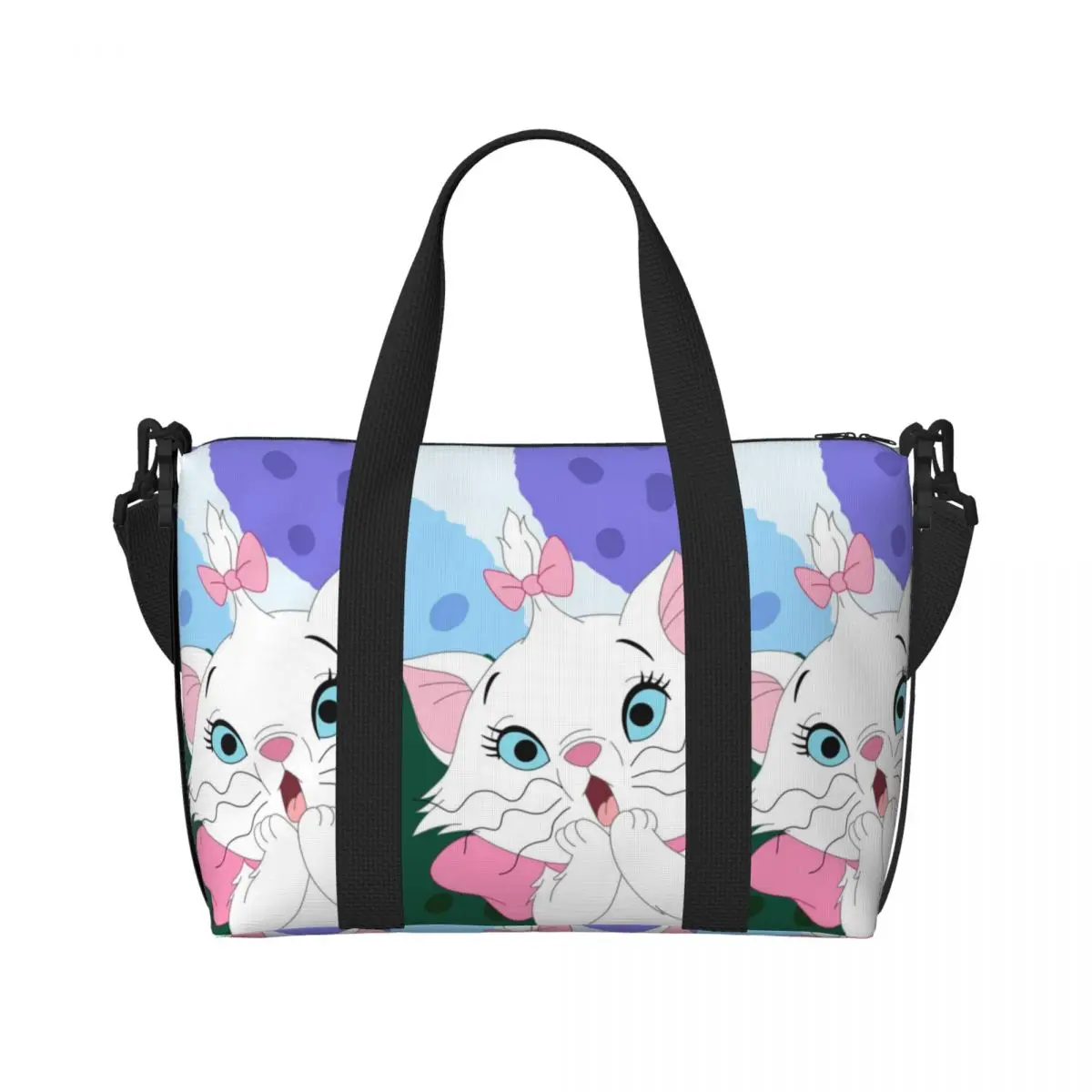 

Custom M-Marie Cat Cartoon Tote Bag Women Large Capacity Beach Gym Shoulder Travel Bag
