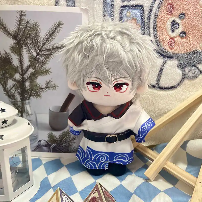 Muñeco de peluche de Anime Sakata Gintoki de 20cm, peluches con ropa, figura Adorable de dibujos animados, marioneta, juguetes de vestir, regalos de navidad