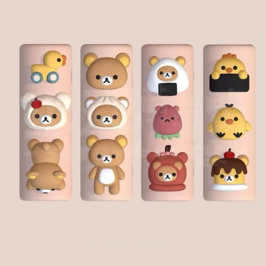 Rilakkuma molde de fundição de resina para arte em unhas, acessórios de molde de silicone, molde líquido de resina, chaveiro de resina, molde de silicone