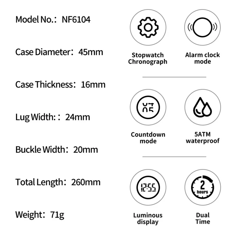 NAVIFORCE Quartz Dual Display Watches for Male 50M Waterproof Comfort Silica Strap Clock Stylish Men Outdoor Wristwatch Gift Box