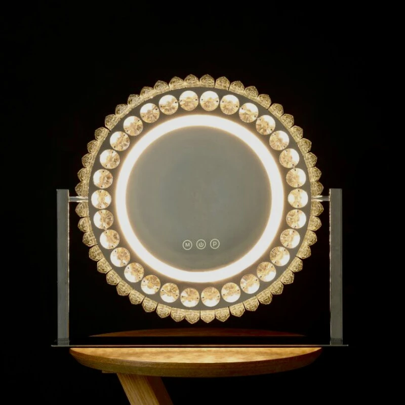 New Style Elegant Design Mini LED Crystal Mirror For Make up Using