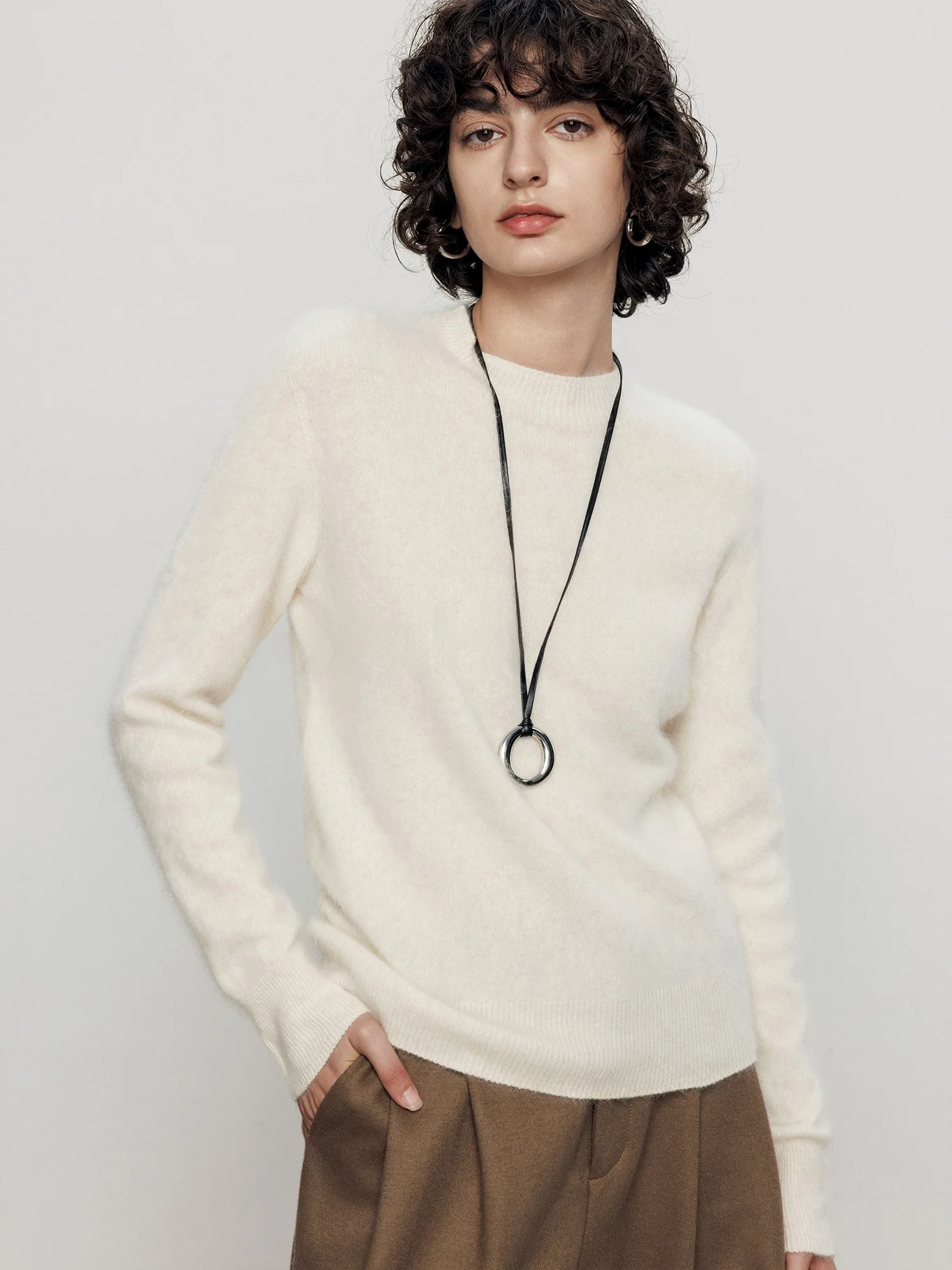 

Женский вязаный свитер Sl One-Piece Fce, повседневный, осенне-зимний, теплый, мягкий, из смесовой шерсти, комфортный, свободного кроя, с круглым вырезом