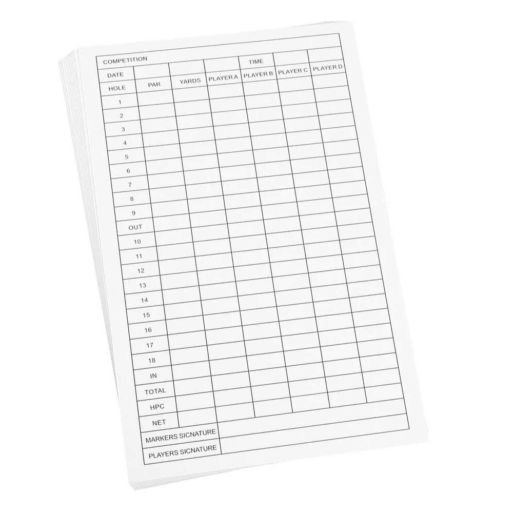 

25 Pcs Golf Scorecard Accessories Golfs Cards Pads Tracking Scorecards Record Paper for Simulator Man