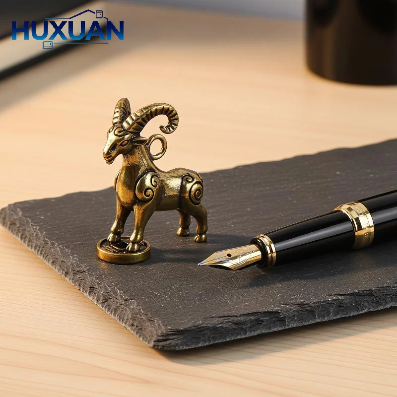 2027 Chinese Zodiac Goat Brass Statue Step On Coin Wealth Sheep Figurine Feng Shui Desktop Ornament Home Office Decor Craft Gift