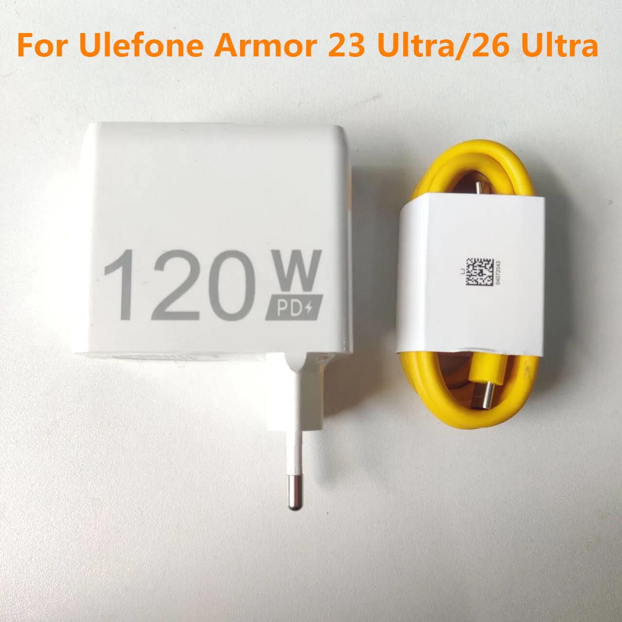 

Адаптер для телефона Ulefone Armor 23 Ultra Armor 26 Ultra 120 Вт, дорожное быстрое зарядное устройство, адаптер с вилкой европейского стандарта + кабель типа C 20 В, 6 А