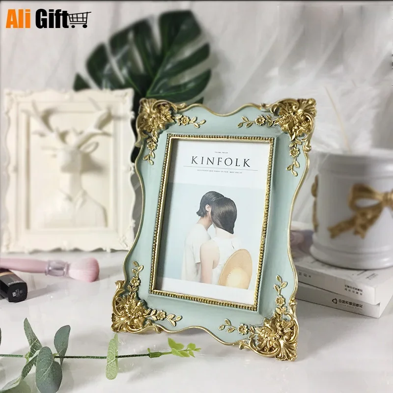 European Photo Frame for Home Decoration, Retro Creative Gift, 6 Inch Resin, Nordic Wedding Frames Set Furnishing, New Murals