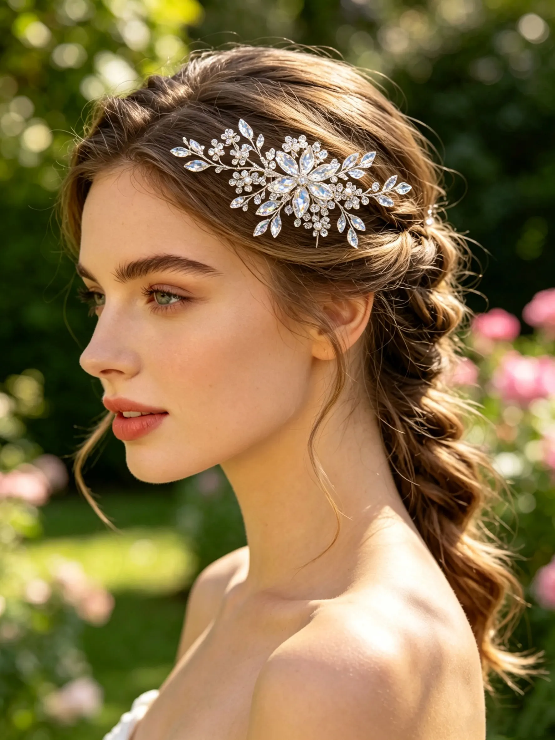 Luxury Crystal Hair Comb Hairpin For Women Bride Rhinestone Flower Hair Comb Pin Bridal Wedding Hair Accessories Jewelry Comb