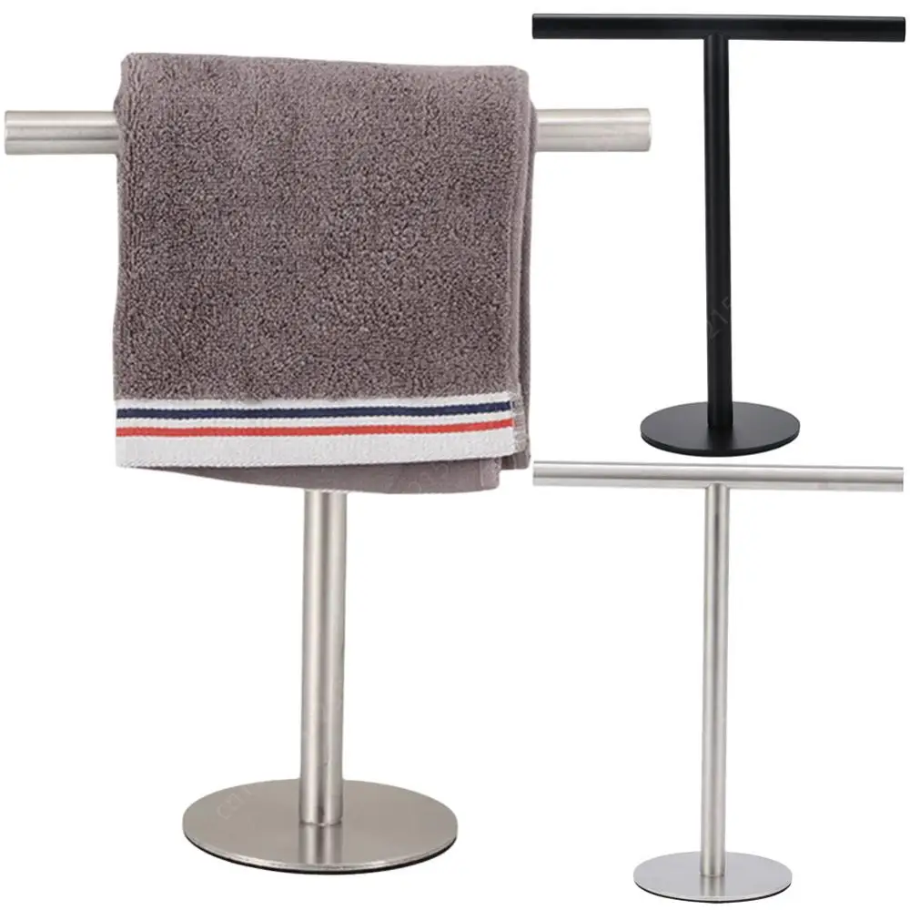 

Stainless Steel Hand Towel Holder Free Standing Towel Rack T-Shape Towel Bar Rack for Bathroom Vanity Countertop